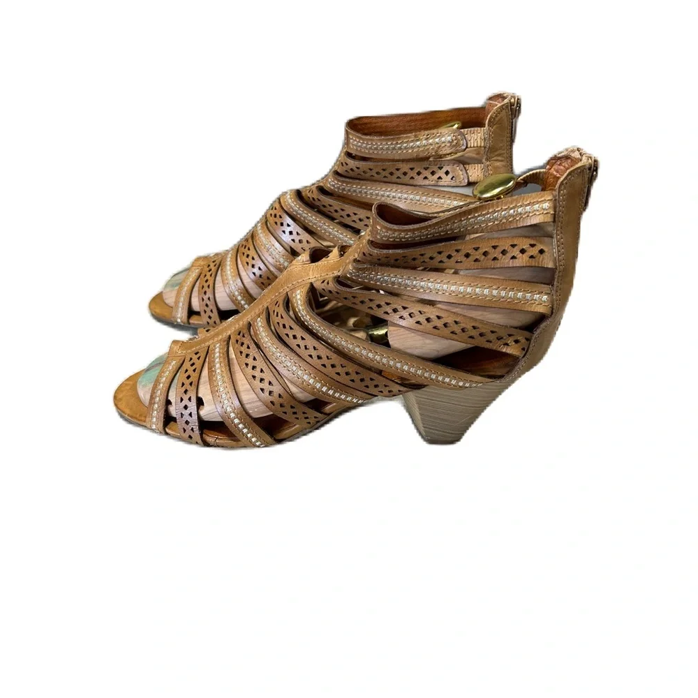 Pikolinos Tan Gladiator Women's Leather Heels Sandals Shoes Size 42 US 11.5